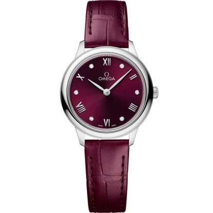 Omega De Ville Prestige 27,5 mm, aço em bracelete de pele 434.13.28.60.61.001