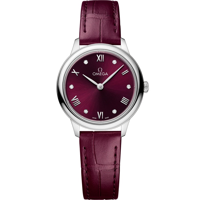 Omega De Ville Prestige 27,5 mm, aço em bracelete de pele 434.13.28.60.61.001