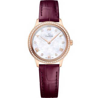 Omega De Ville Prestige 27,5 mm, ouro Sedna™ em bracelete de pele 434.58.28.60.55.001