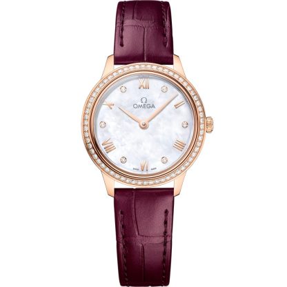 Omega De Ville Prestige 27,5 mm, ouro Sedna™ em bracelete de pele 434.58.28.60.55.001