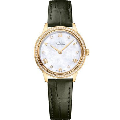 Omega De Ville Prestige 27,5 mm, ouro amarelo em bracelete de pele 434.58.28.60.55.002