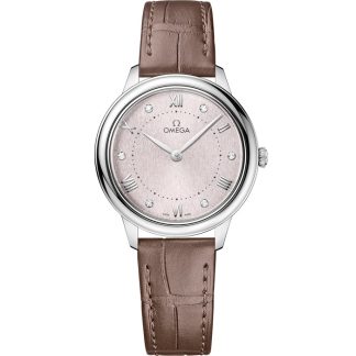 Omega De Ville Prestige 30 mm, aço em bracelete de pele 434.13.30.60.52.001