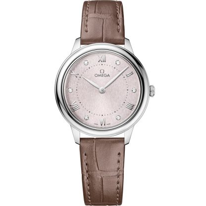 Omega De Ville Prestige 30 mm, aço em bracelete de pele 434.13.30.60.52.001