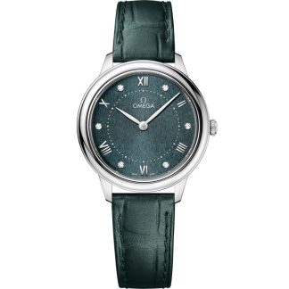 Omega De Ville Prestige 30 mm, aço em bracelete de pele 434.13.30.60.60.001