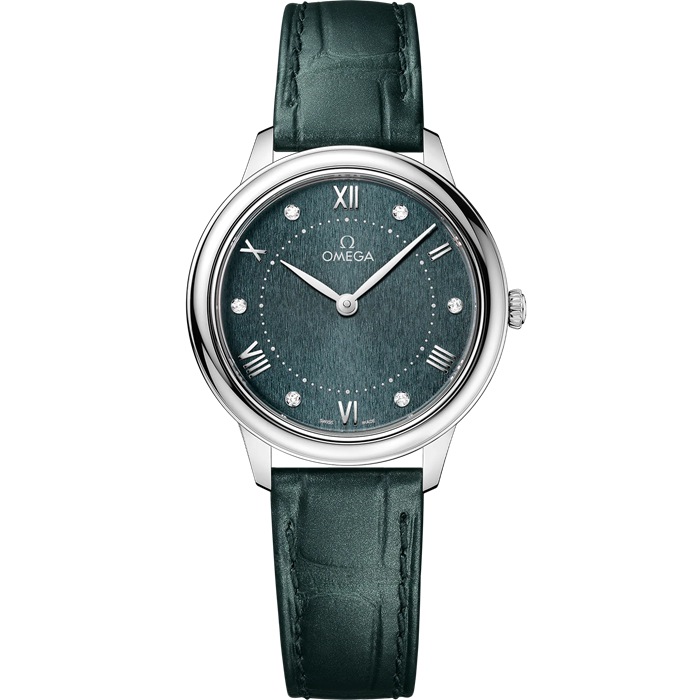 Omega De Ville Prestige 30 mm, aço em bracelete de pele 434.13.30.60.60.001