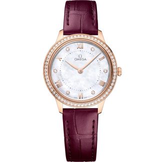 Omega De Ville Prestige 30 mm, ouro Sedna™ em bracelete de pele 434.58.30.60.55.001