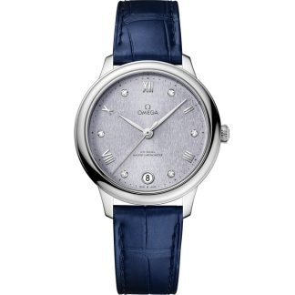 Omega De Ville Prestige 34 mm, aço em bracelete de pele 434.13.34.20.53.001