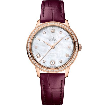 Omega De Ville Prestige 34 mm, ouro Sedna™ em bracelete de pele 434.58.34.20.55.001