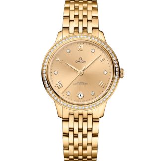 Omega De Ville Prestige 34 mm, ouro amarelo em ouro amarelo 434.55.34.20.58.001