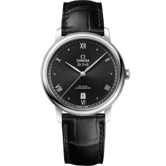 Omega De Ville Prestige 39,5 mm, aço em bracelete de pele 424.13.40.20.01.002