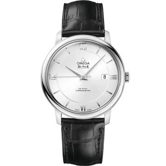 Omega De Ville Prestige 39,5 mm, aço em bracelete de pele 424.13.40.20.02.001