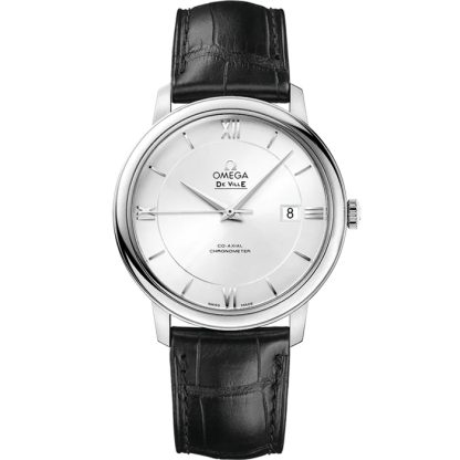 Omega De Ville Prestige 39,5 mm, aço em bracelete de pele 424.13.40.20.02.001