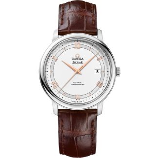 Omega De Ville Prestige 39,5 mm, aço em bracelete de pele 424.13.40.20.02.002