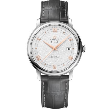 Omega De Ville Prestige 39,5 mm, aço em bracelete de pele 424.13.40.20.02.005
