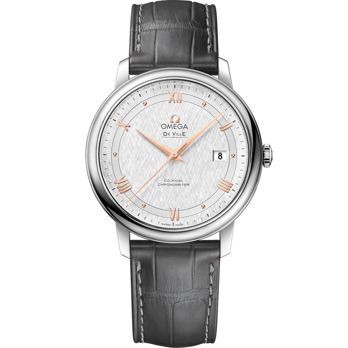 Omega De Ville Prestige 39,5 mm, aço em bracelete de pele 424.13.40.20.02.005