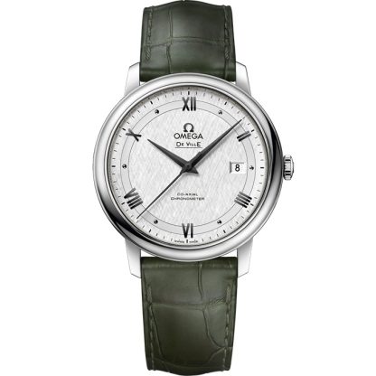 Omega De Ville Prestige 39,5 mm, aço em bracelete de pele 424.13.40.20.02.006