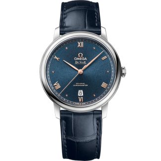 Omega De Ville Prestige 39,5 mm, aço em bracelete de pele 424.13.40.20.03.004