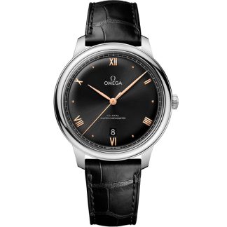 Omega De Ville Prestige 40 mm, aço em bracelete de pele 434.13.40.20.01.001