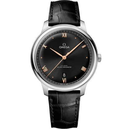 Omega De Ville Prestige 40 mm, aço em bracelete de pele 434.13.40.20.01.001
