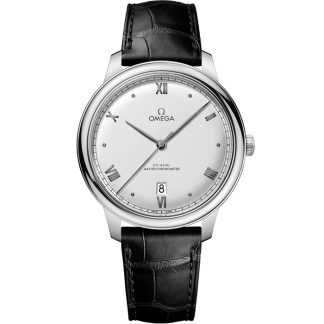 Omega De Ville Prestige 40 mm, aço em bracelete de pele 434.13.40.20.02.001