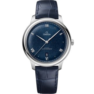 Omega De Ville Prestige 40 mm, aço em bracelete de pele 434.13.40.20.03.001