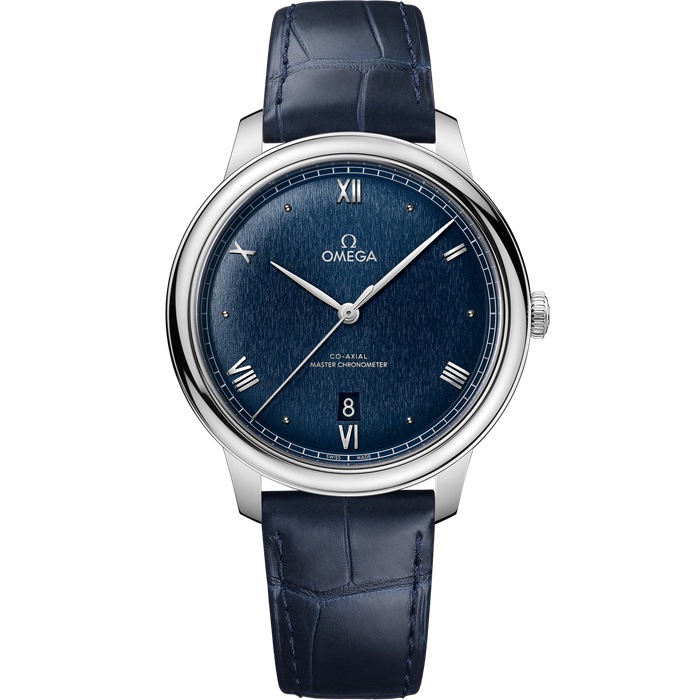 Omega De Ville Prestige 40 mm, aço em bracelete de pele 434.13.40.20.03.001
