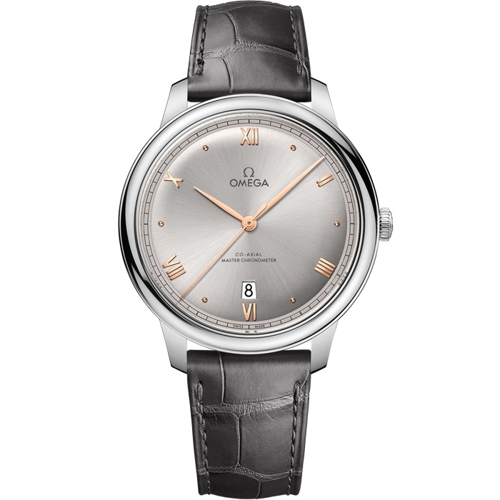 Omega De Ville Prestige 40 mm, aço em bracelete de pele 434.13.40.20.06.001