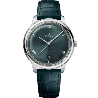 Omega De Ville Prestige 40 mm, aço em bracelete de pele 434.13.40.20.10.001