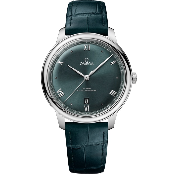 Omega De Ville Prestige 40 mm, aço em bracelete de pele 434.13.40.20.10.001