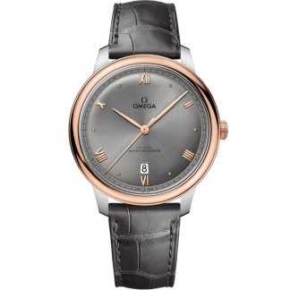 Omega De Ville Prestige 40 mm, aço - ouro Sedna™ em bracelete de pele 434.23.40.20.06.001