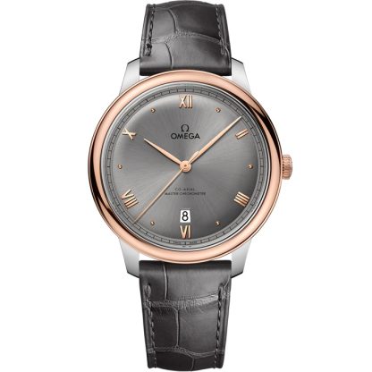 Omega De Ville Prestige 40 mm, aço - ouro Sedna™ em bracelete de pele 434.23.40.20.06.001