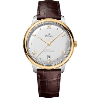 Omega De Ville Prestige 40 mm, aço - ouro amarelo em bracelete de pele 434.23.40.20.02.002