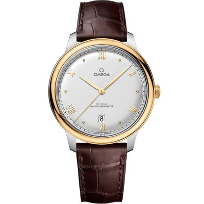Omega De Ville Prestige 40 mm, aço - ouro amarelo em bracelete de pele 434.23.40.20.02.002