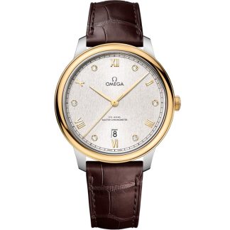 Omega De Ville Prestige 40 mm, aço - ouro amarelo em bracelete de pele 434.23.40.20.52.001