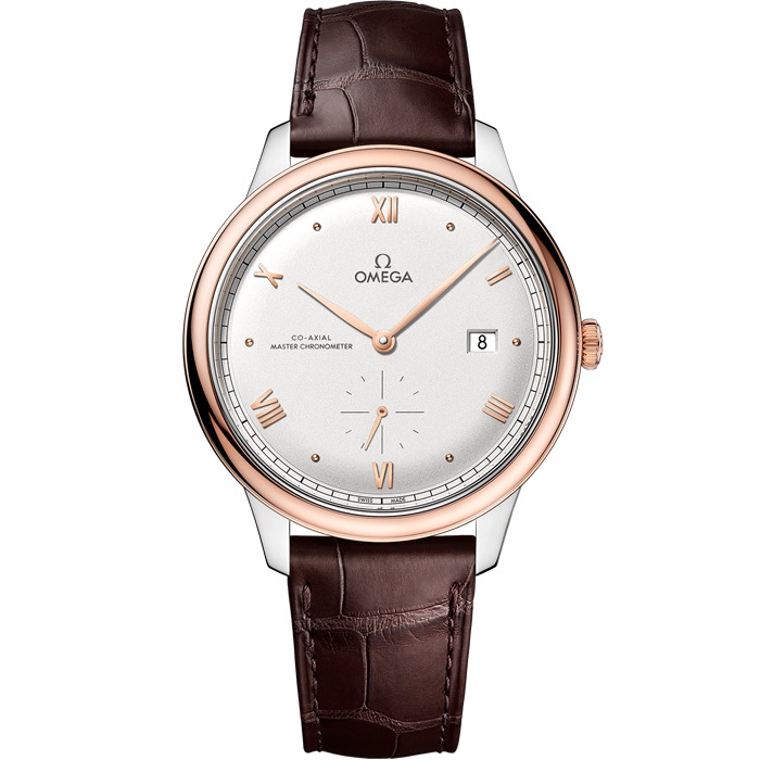 Omega De Ville Prestige 41 mm, aço - ouro Sedna™ em bracelete de pele 434.23.41.20.02.001