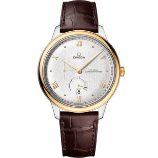 Omega De Ville Prestige 41 mm, aço - ouro amarelo em bracelete de pele 434.23.41.21.02.001