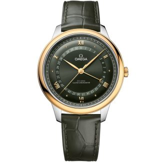 Omega De Ville Prestige 42 mm, aço - ouro amarelo em pele de crocodilo 434.23.42.22.10.001
