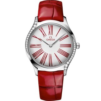 Omega De Ville Trésor 36 mm, aço em bracelete de pele 428.18.36.60.04.002