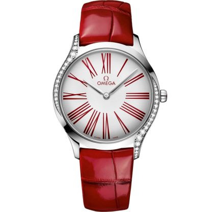 Omega De Ville Trésor 36 mm, aço em bracelete de pele 428.18.36.60.04.002