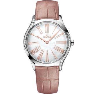Omega De Ville Trésor 36 mm, aço em bracelete de pele 428.18.36.60.05.002