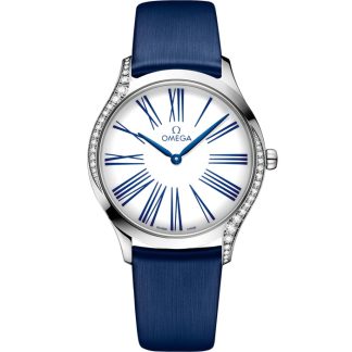 Omega De Ville Trésor 36 mm, aço em bracelete de tecido 428.17.36.60.04.001