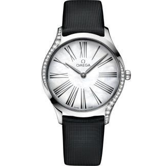 Omega De Ville Trésor 36 mm, aço em bracelete de tecido 428.17.36.60.05.001