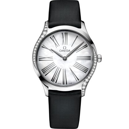 Omega De Ville Trésor 36 mm, aço em bracelete de tecido 428.17.36.60.05.001