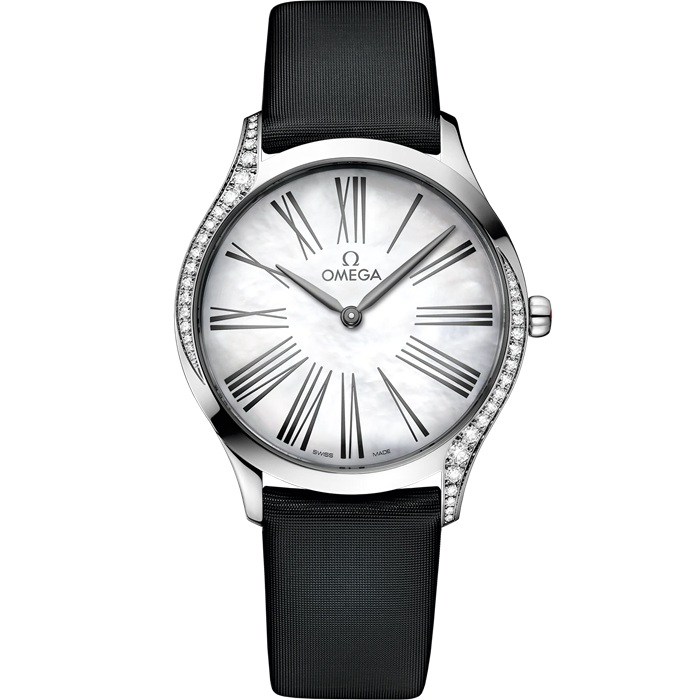 Omega De Ville Trésor 36 mm, aço em bracelete de tecido 428.17.36.60.05.001