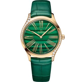 Omega De Ville Trésor 36 mm, ouro Moonshine™ em bracelete de pele 428.58.36.60.99.001