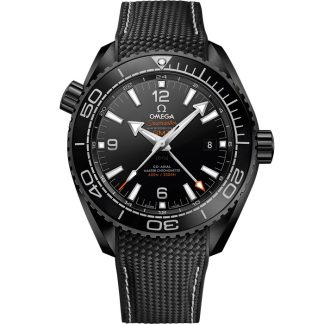 Omega Deep Black Seamaster PLANET OCEAN 600M 45,5 mm, cerâmica preta em bracelete de borracha 215.92.46.22.01.001