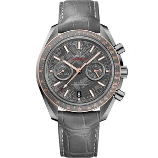 Omega Meteorite Speedmaster Dark Side of the Moon 44,25 mm, cerâmica cinzenta em bracelete em pele com fecho de báscula 311.63.44.51.99.001
