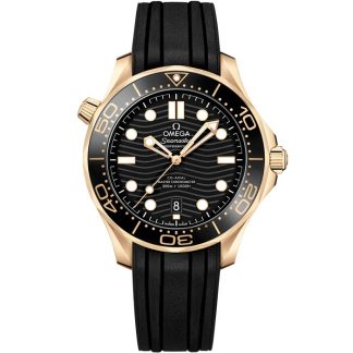 Omega Novidade Seamaster Diver 300M 42 mm, ouro Moonshine™ em bracelete de borracha 210.62.42.20.01.003