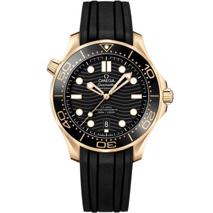 Omega Novidade Seamaster Diver 300M 42 mm, ouro Moonshine™ em bracelete de borracha 210.62.42.20.01.003