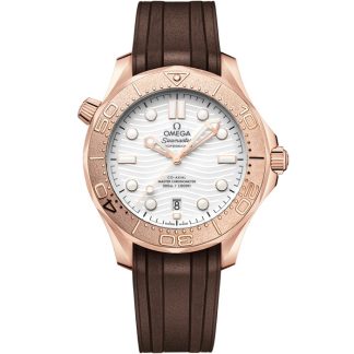Omega Novidade Seamaster Diver 300M 42 mm, ouro Sedna™ em bracelete de borracha 210.52.42.20.04.001